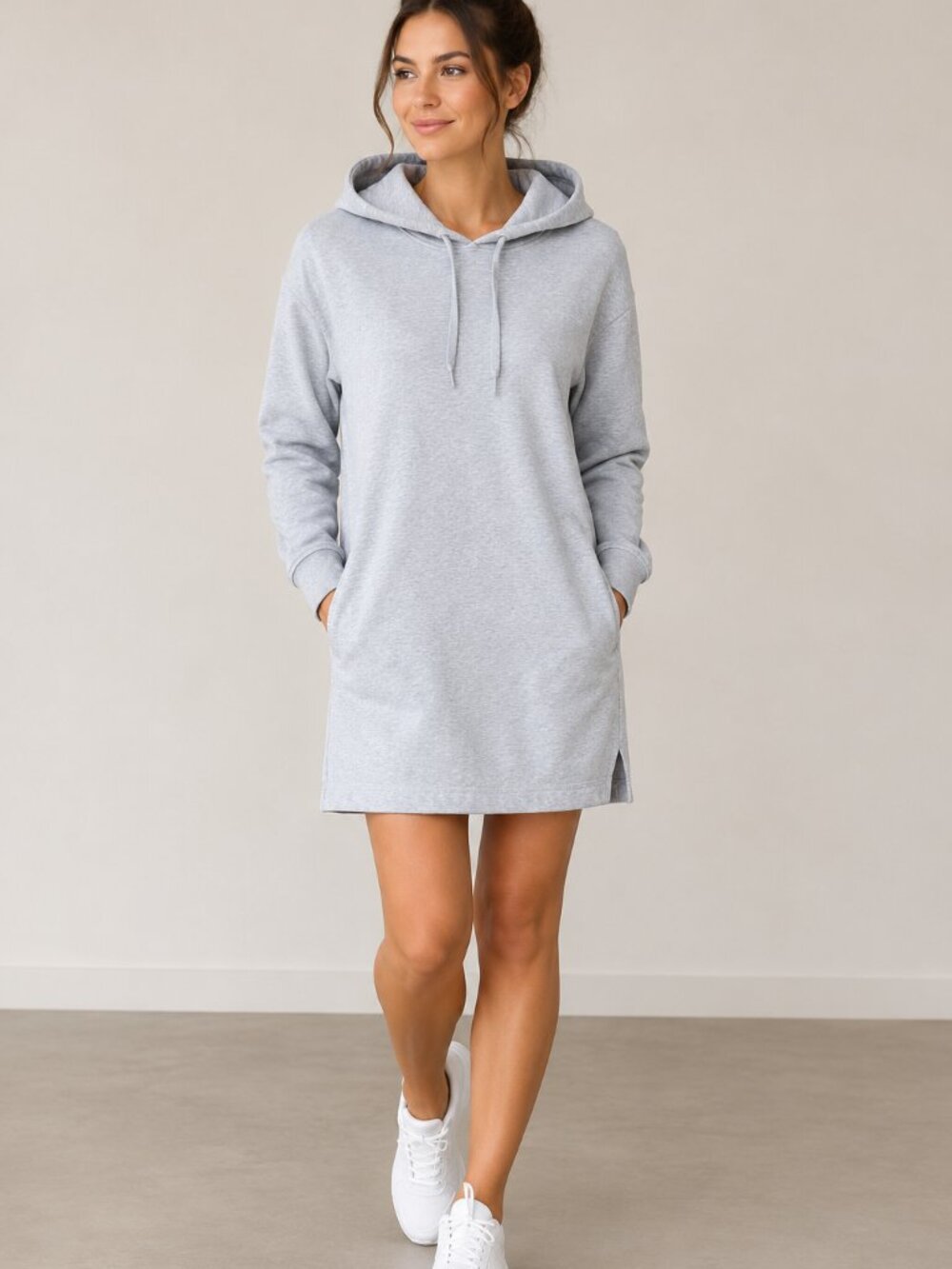 JJXX Women's Hoodie dress Long Sleeve Gray Size S